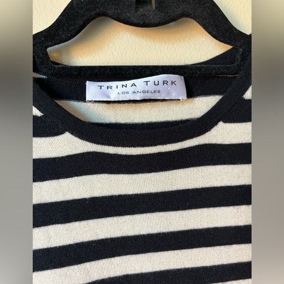 Trina Turk Stripe Sweater Cashmere Silk Wool Size M - Picture 7 of 11
